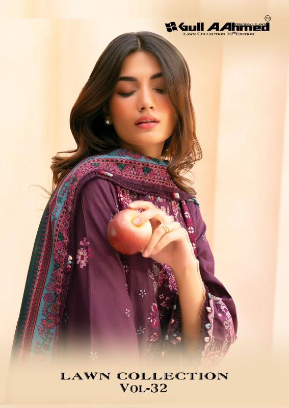 Gull aahmed lawn vol-32 salwar suits wholesale catalogue